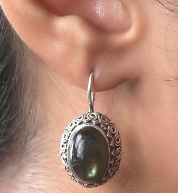 Green Amethyst silver Earring